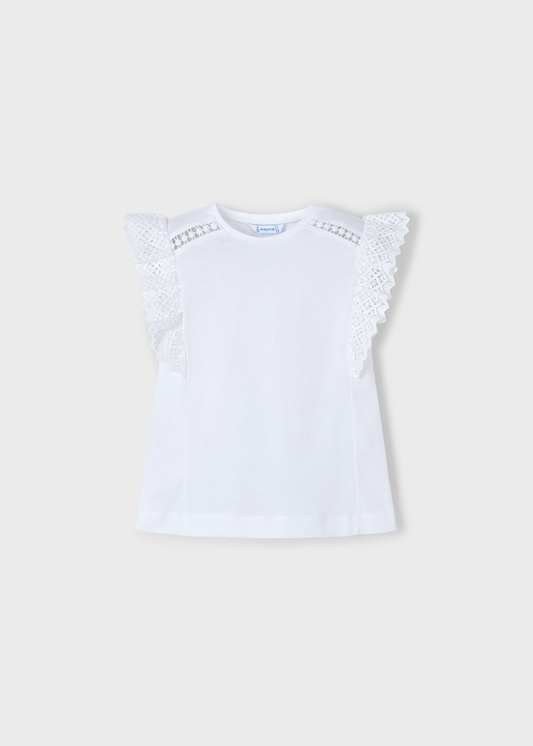 Girl Crochet Details T-Shirt -White