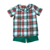 Red/Green Plaid Shorts Set