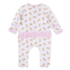 Sweet Golden Print Ruffle Zip Footie - Pink