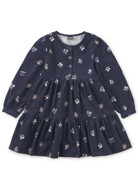 Corduroy Henley Shirtdress - Midnight Posy