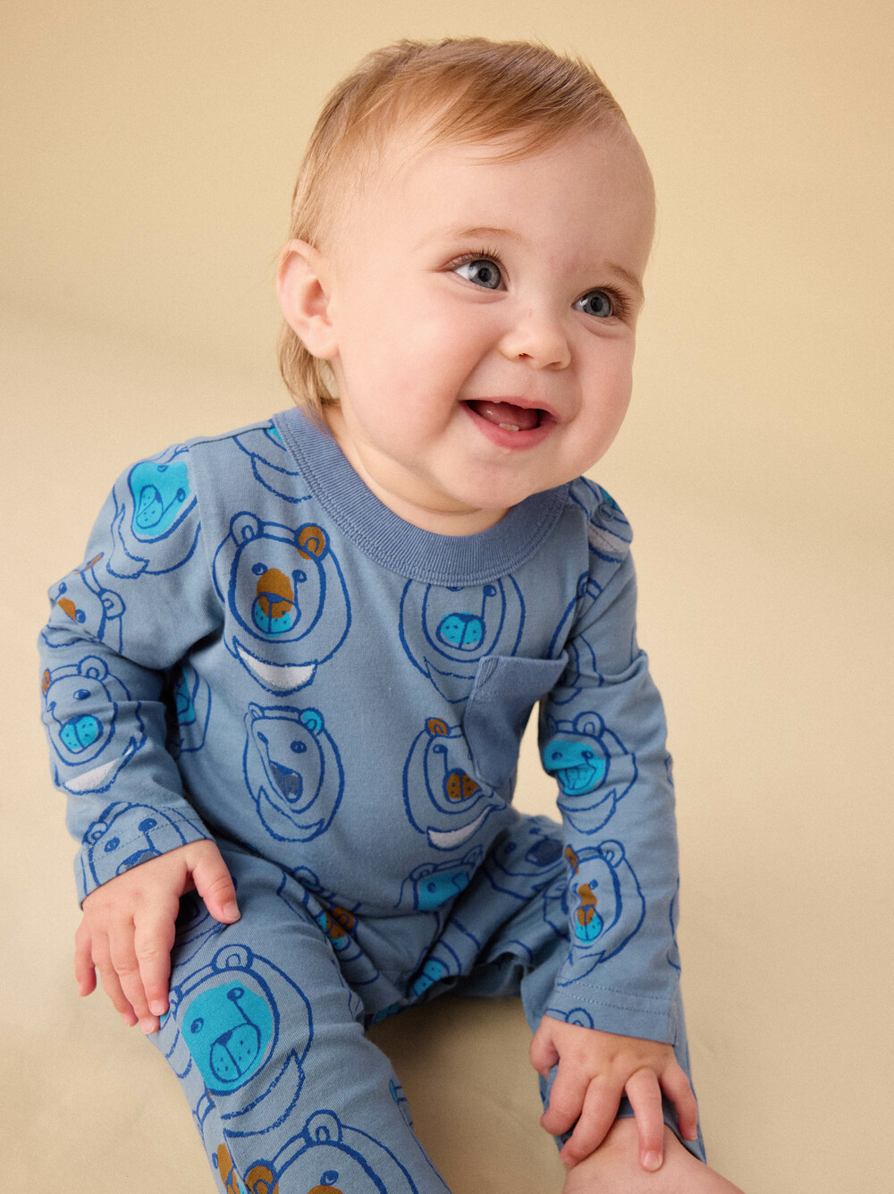Long Sleeve Pocket Baby Romper - Moon Bear
