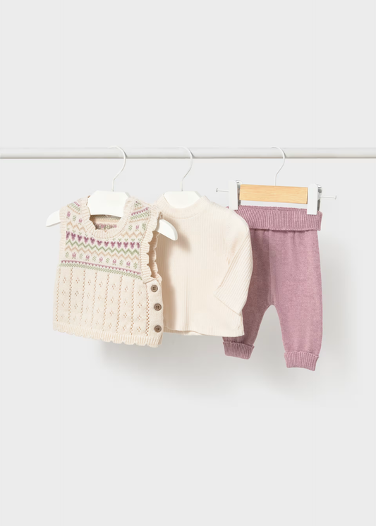 Newborn Girl 3-Piece Set - Mauve