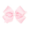 Medium Gingham-Printed Grosgrain Hair Bow with Moonstitch Edge with Knot