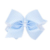 King Gingham-Printed Grosgrain Girls Hair Bow with Moonstitch Edge qith Knot