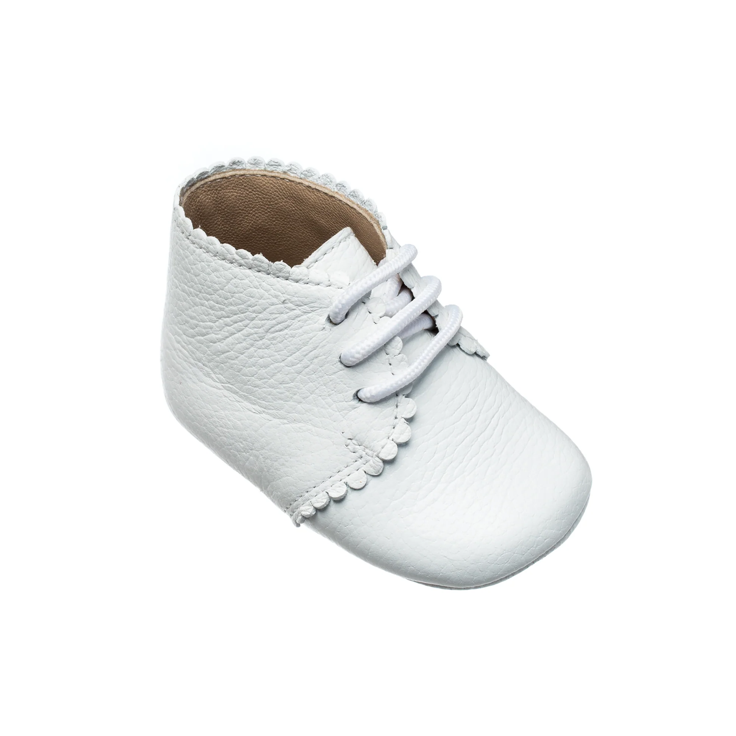 Scalloped Bootie - White Leather