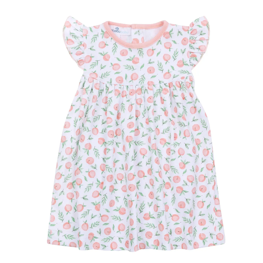 Summer Peaches Printed Flutters Toddles Dress
