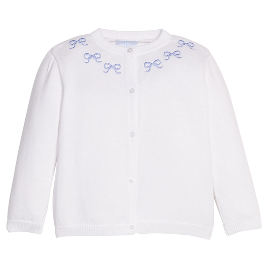Embroidered Essential Cardigan - Blue Bows