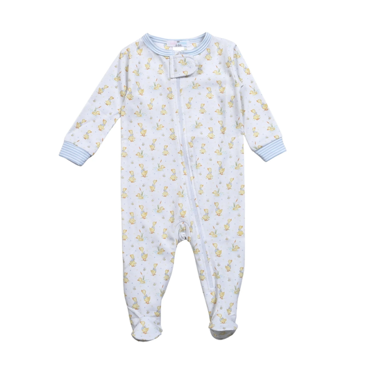 Baby Ducks in the Pond Pima Zipper Footie