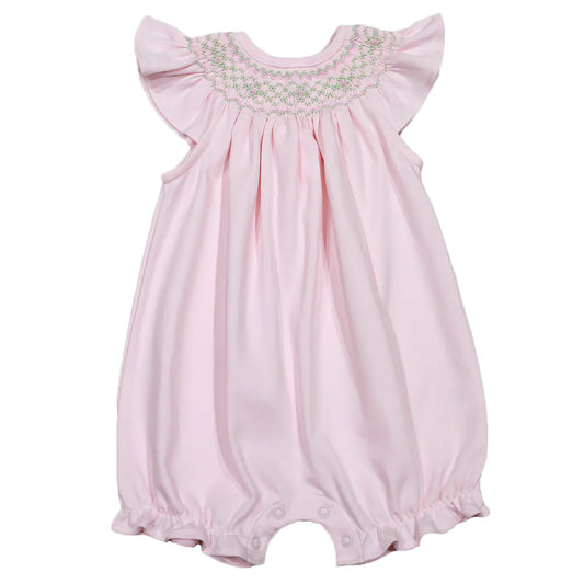 Pink and Green Hand Smocked Pima Bishop Bubble