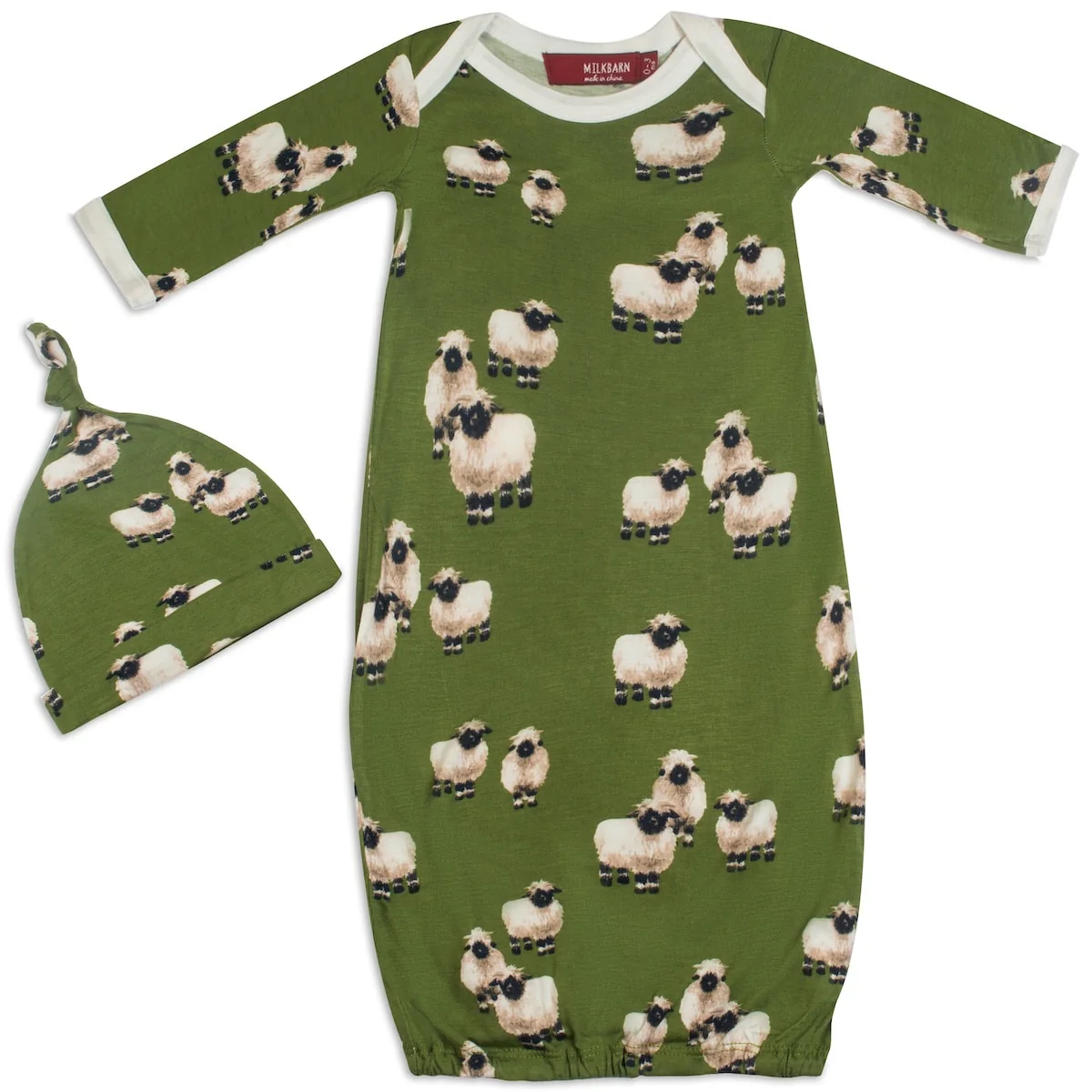 Valais Sheep Bamboo Newborn Gown & Hat Set