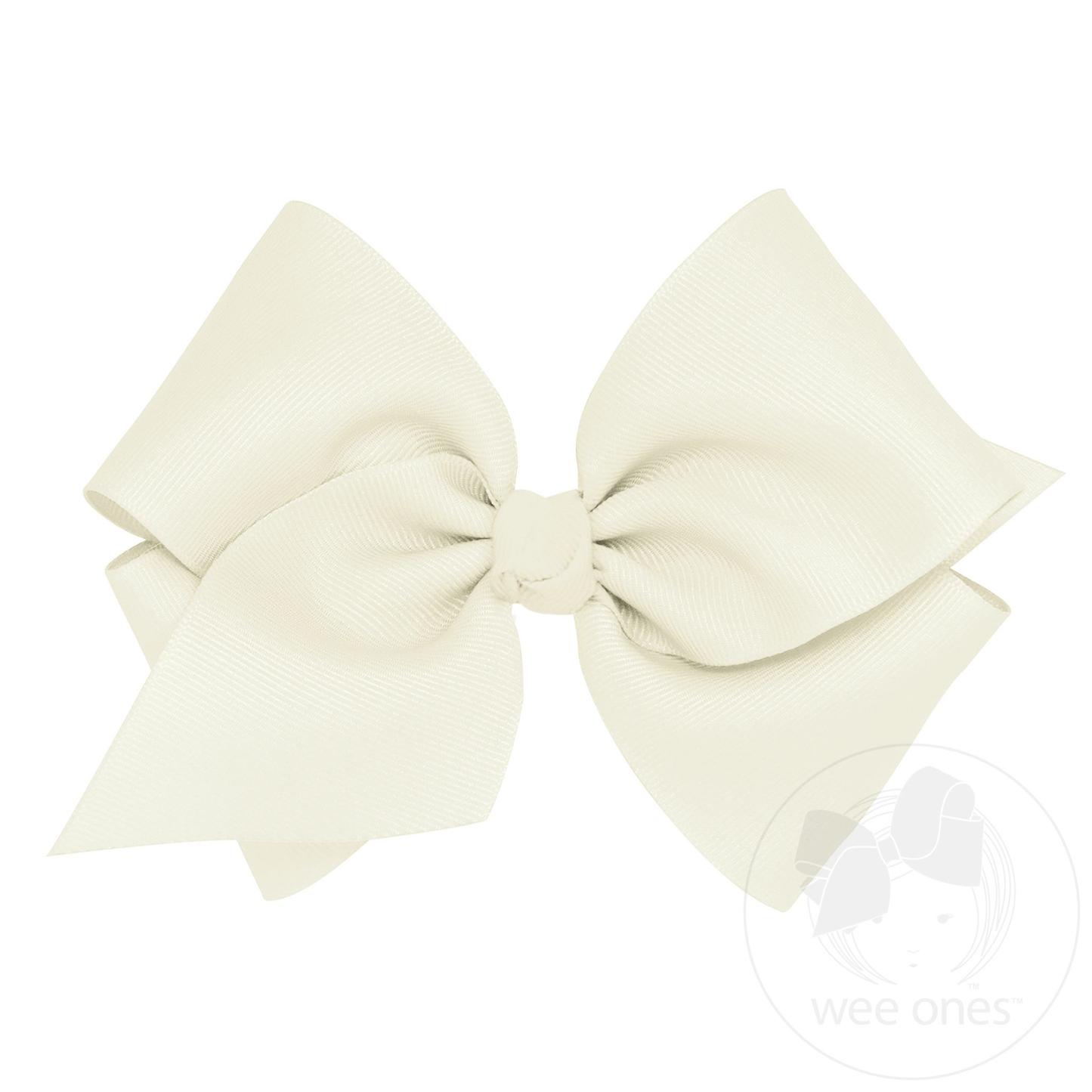 Mini King Classic Grosgrain Hair Bow with Knot Wrap - Antique White