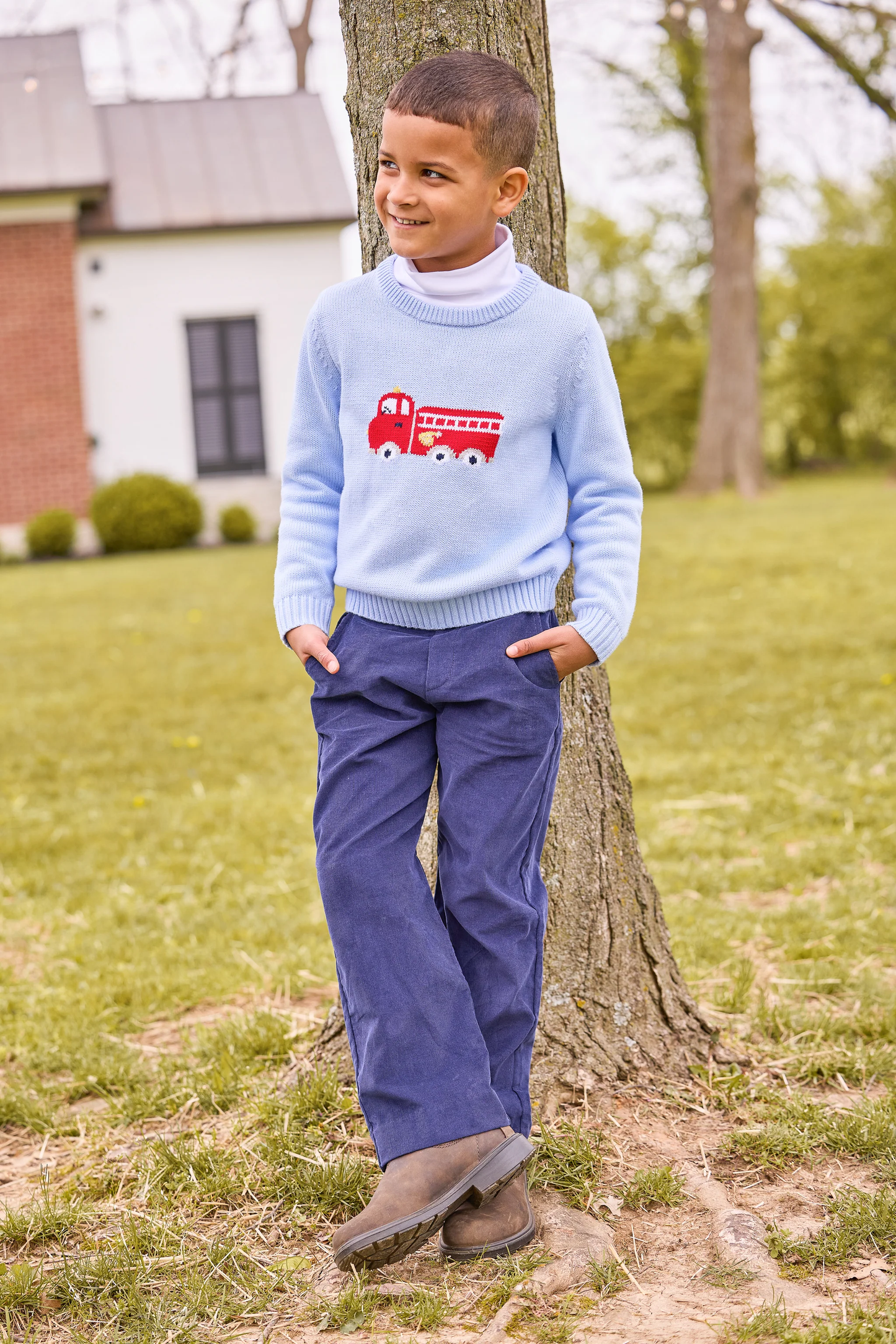 Intarsia Sweater - Fire Truck