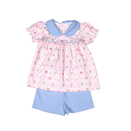 School time Pima Scalloped Collar - Bloomer Set