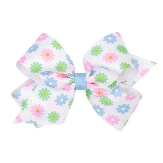 King Grosgrain Hair Bows with Easter Print with Knot
