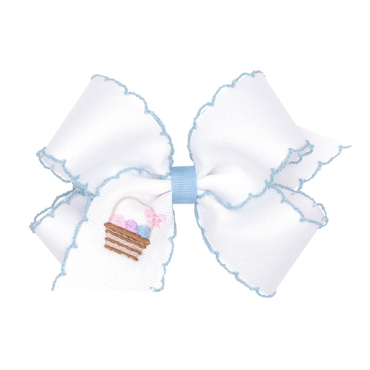Medium Grosgrain Bows with Moonstitch Edge and Easter Basket Embroidery with Knot