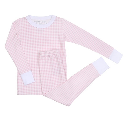 Mini Checks Long Pajamas Pink