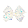 King Flower Sequin Tulle Overlay Grosgrain Hair Bow  with Knot