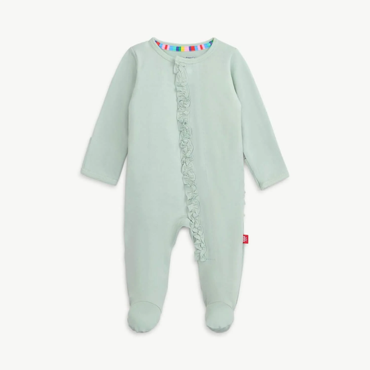 Sea Foam Modal Magnetic Parent Favorite Footie with Ruffles