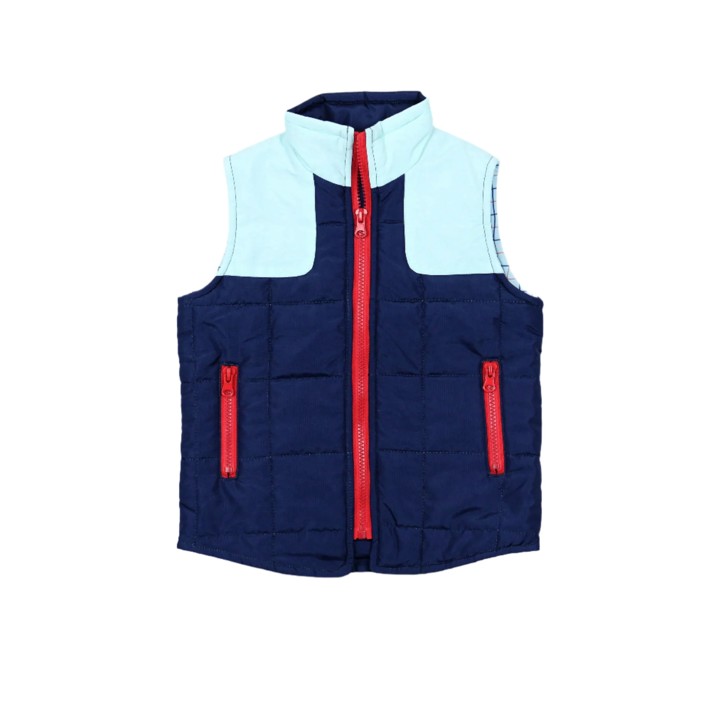 Navy/Light Blue Tattersall Vest