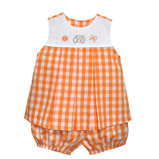 Hound Dog Orange/White Bloomer Set