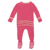 Muffin Ruffle Footie W/2-Way Zipper - Winter Rose with Blush