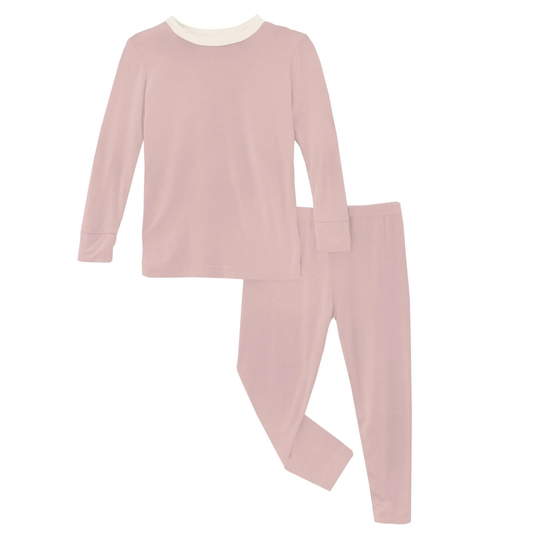 Long Sleeve Pajama Set - Baby Rose with Natural