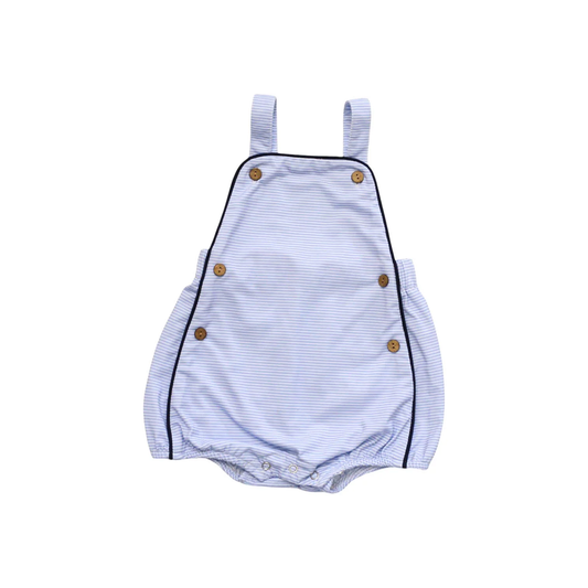 Overall Romper - Blue Pinstripe