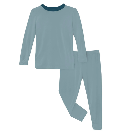 Long Sleeve Pajama Set - Illusion Blue with Stormy Sea