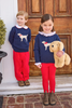 Smocked Madeline Blouse - White with Red