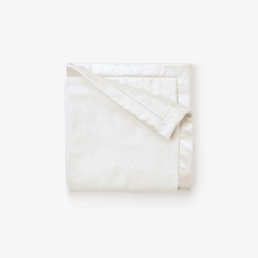 Satin Trim Flannel Fleece Security Blankie - White