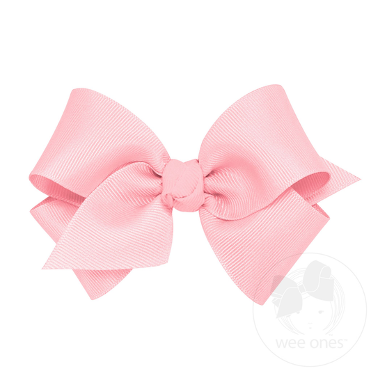 Small Classic Grosgrain Hair Bow with Knot Wrap - Light Pink
