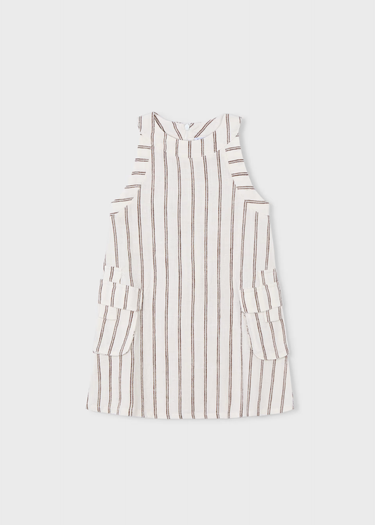 Girl Striped Dress - Beige and Cream