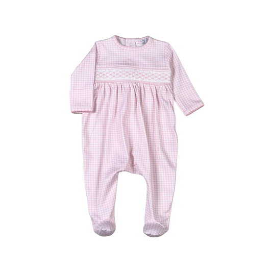 Pink Gingham Classic Pima Hand Smocked Footie