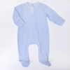Mini Checks Zip Footie - Light Blue