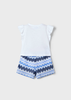 Girl Zigzag Print Shorts and T-Shirt Set - Indigo