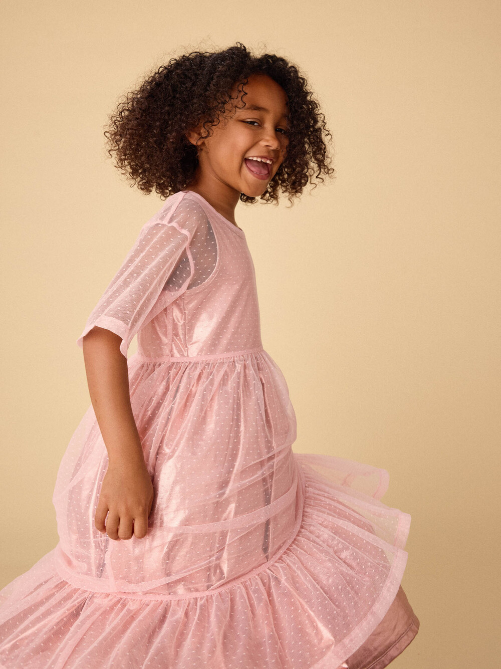 Layered Tulle & Foil Dress - Cherry Blossom