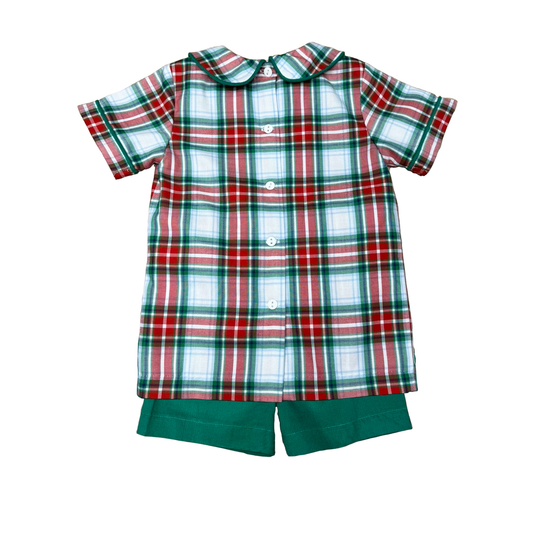 Red/Green Plaid Shorts Set