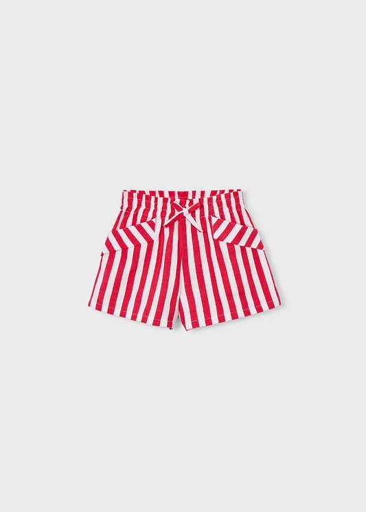 Girl Printed Shorts - Red & White