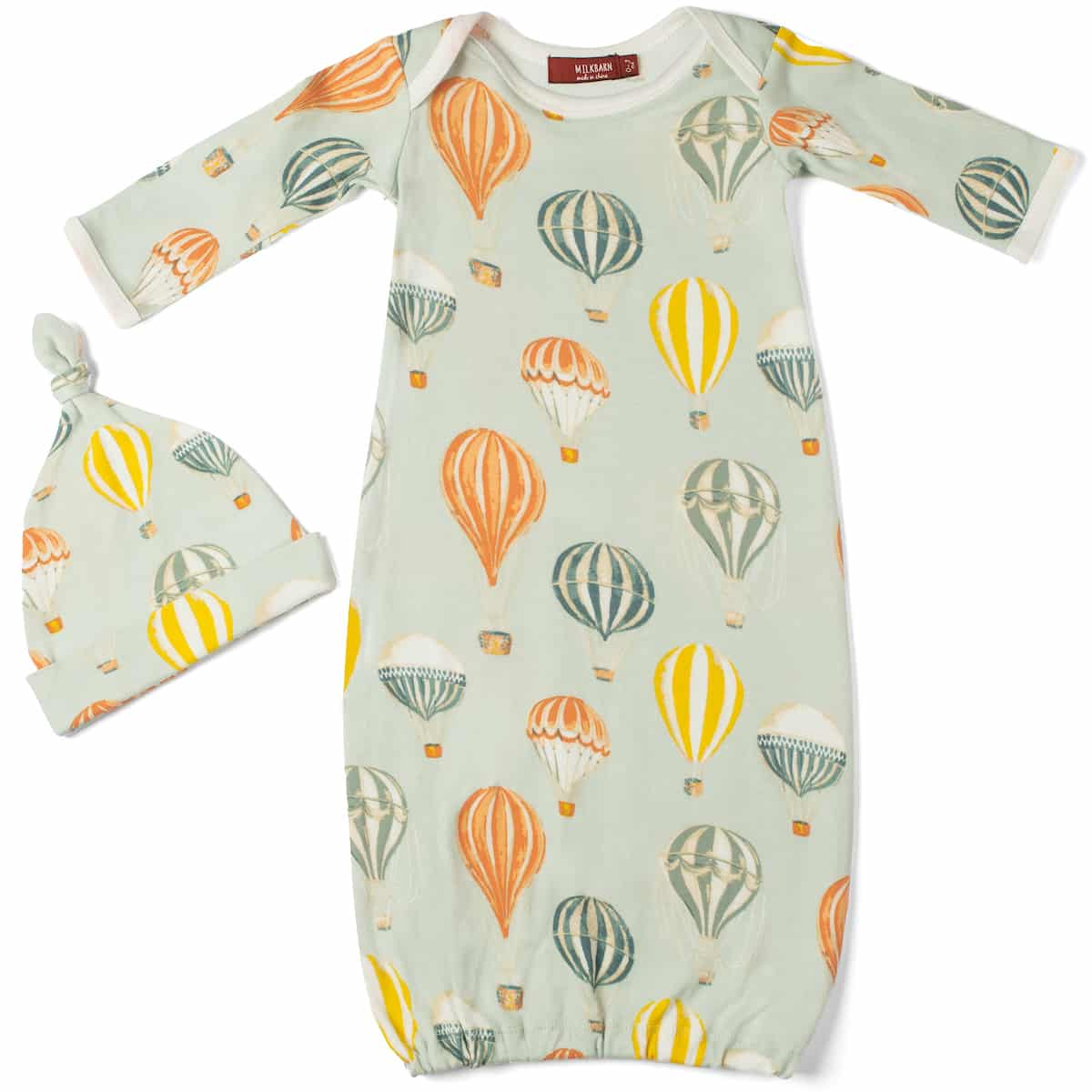 Vintage Balloons Organic Cotton Newborn Gown & Hat Set