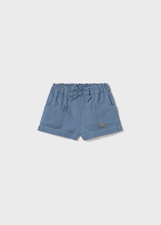 Baby Shorts with Bow - Light Denim