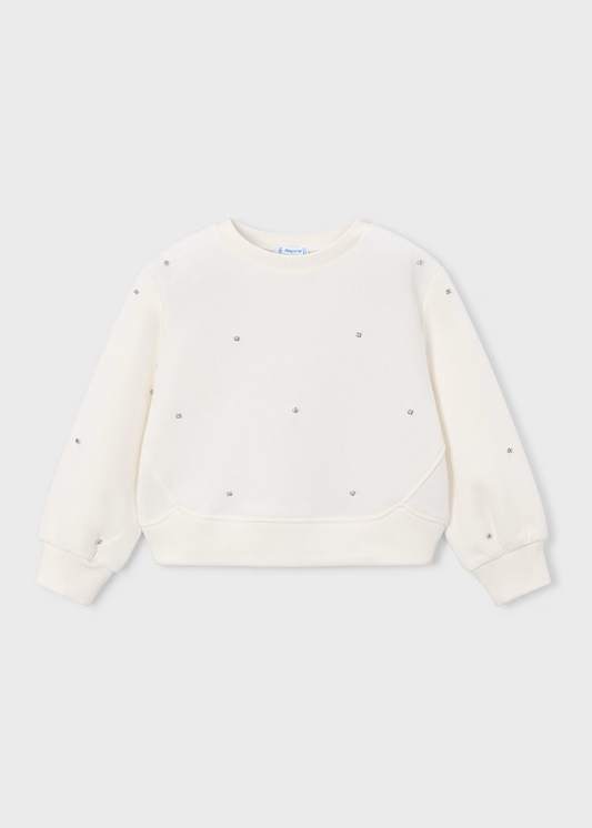 Girl Applique Sweatshirt - Natural