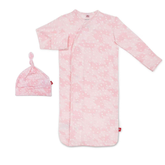 Pink Doeskin Modal Magnetic Cozy Sleeper Gown + Hat Set