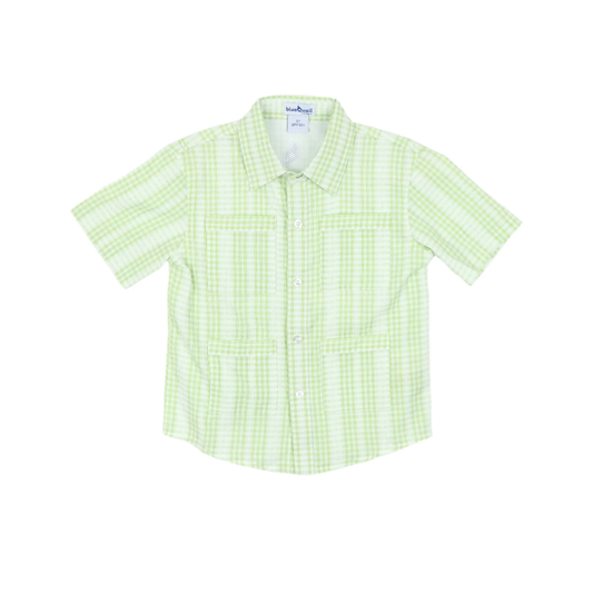 Guayabera - Green Plaid Linen Short Sleeve
