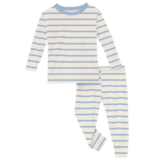 Print Long Sleeve Pajama Set - Pond Sweet Stripe