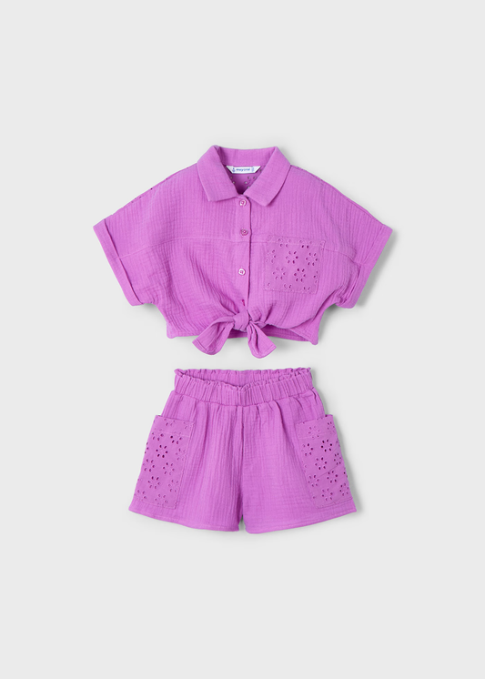 Girl Eyelet Shorts and Blouse Set