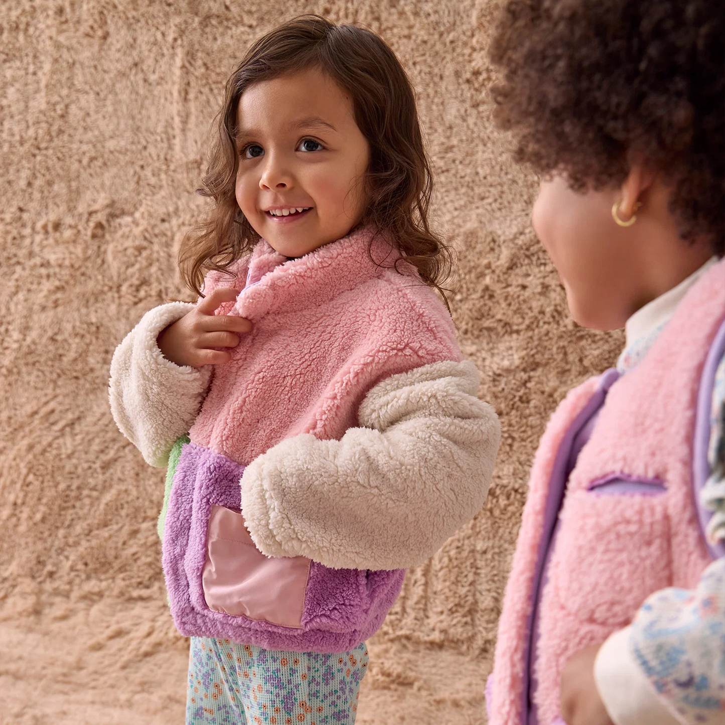 Magnetic Sherpa Jacket - Pink Color Block