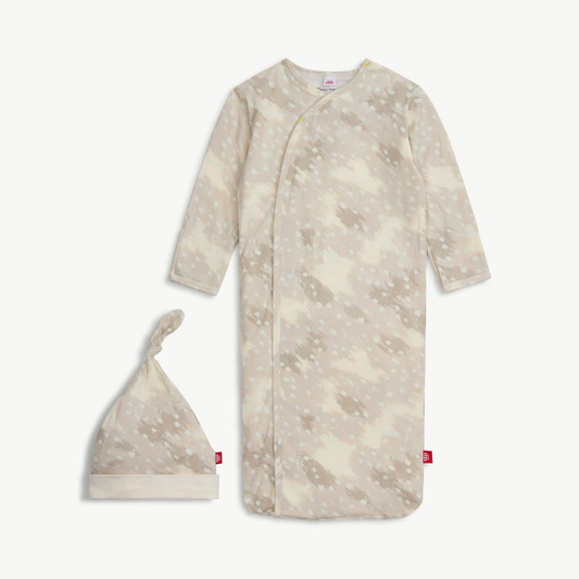 Tan Doeskin Modal Magnetic Cozy Sleeper Gown + Hat Set