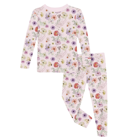 Printed Long Sleeve Pajama Set - Shrinking Violet