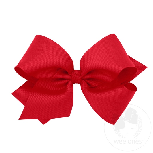 King Classic Grosgrain Hair Bow with Knot Wrap - Red