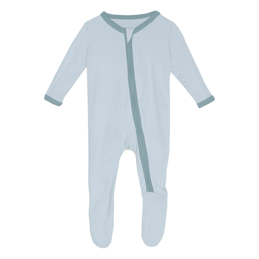 Footie W/2-Way Zipper - Illusion Blue W/Stormy Sea